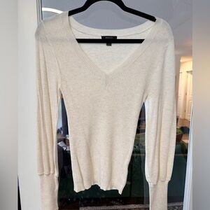 RW&CO. Ivory Ribbed Knit Top